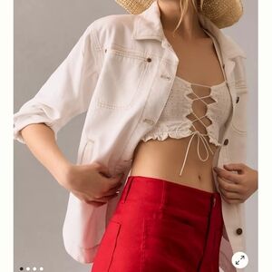 Anthropologie Denim Shirt Jacket Shacket White Size S